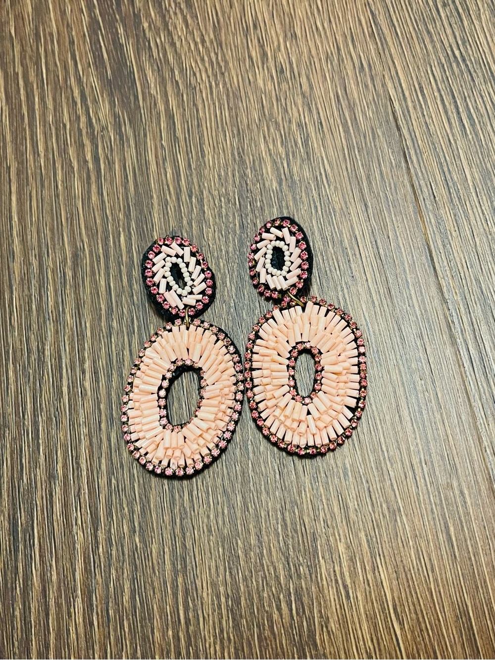 Handcrafted Pink Beaded Drop Earrings